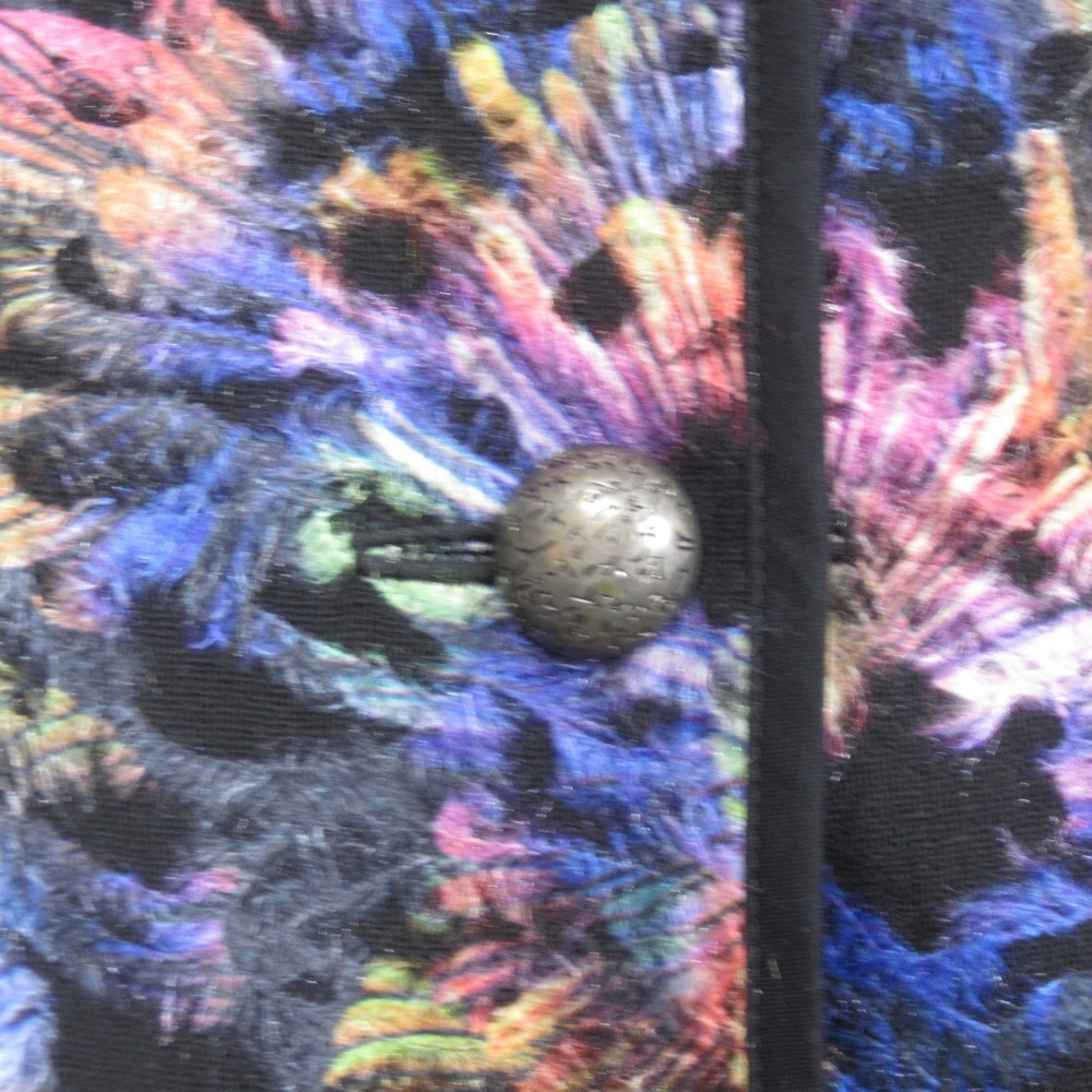 Trimdin Reversible Fuzzy Jacket Med Colorful Abstract Artsy Button Front - Picture 11 of 16